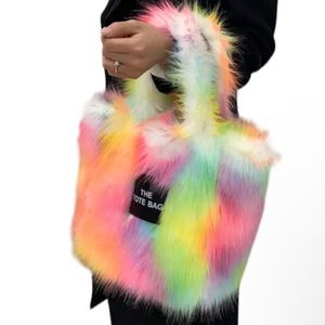 🅽🅴🆆 light neon rainbow colors fluffy tote bag still in original packaging